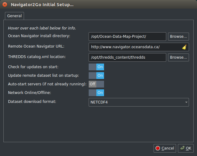 First Run Settings Dialog