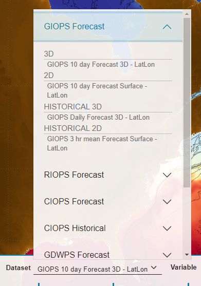 Dataset Dropdown Menu